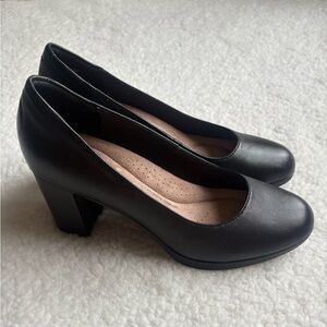 Clarks Black Leather Heels